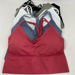 5 New Evercute Strappy Criss Cross Back Padded Sport Bras Low Impact Size Small